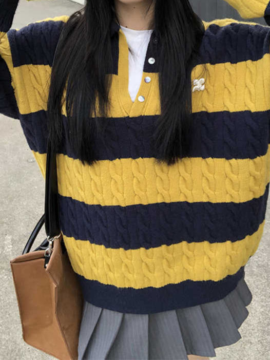 Preppy Loose Striped Retro Sweater