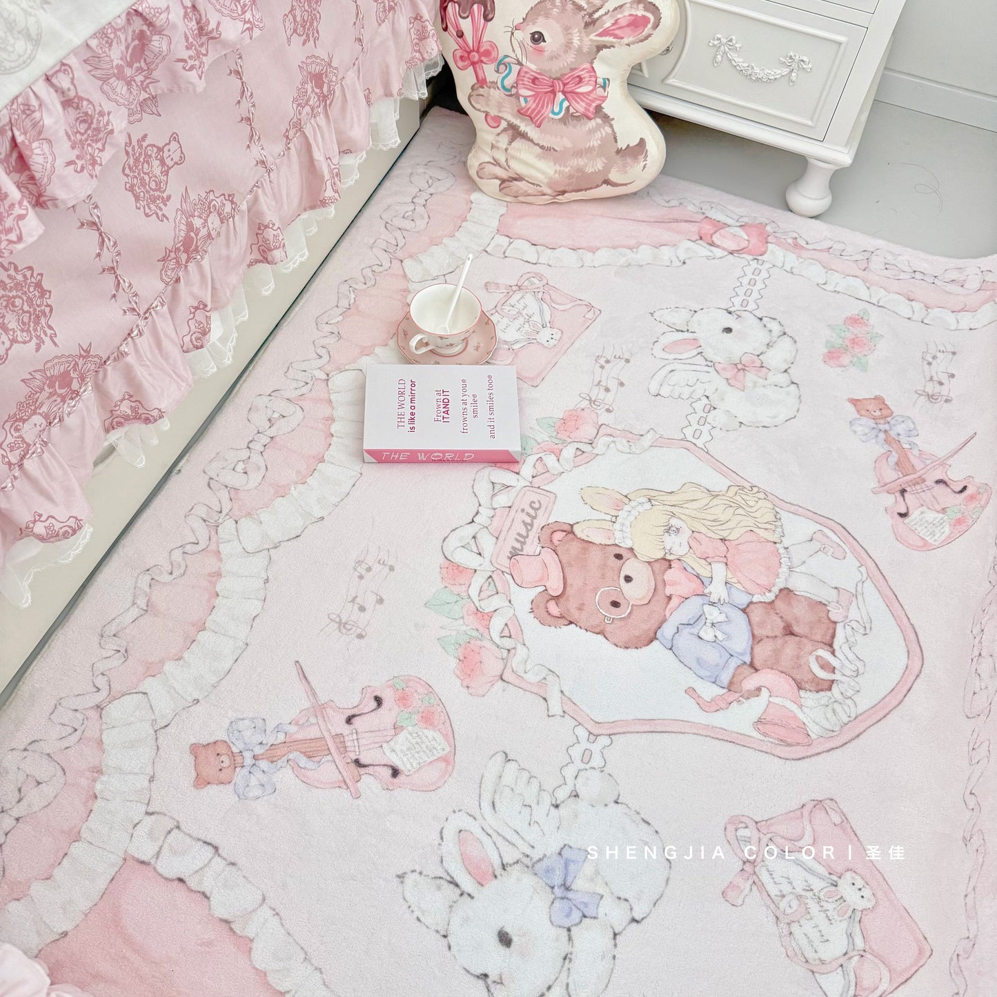 Pink Bear Girls Bedroom Bedside Blanket