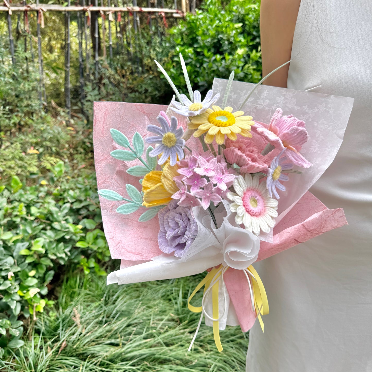 Finished handmade velvet eternal flower bouquet