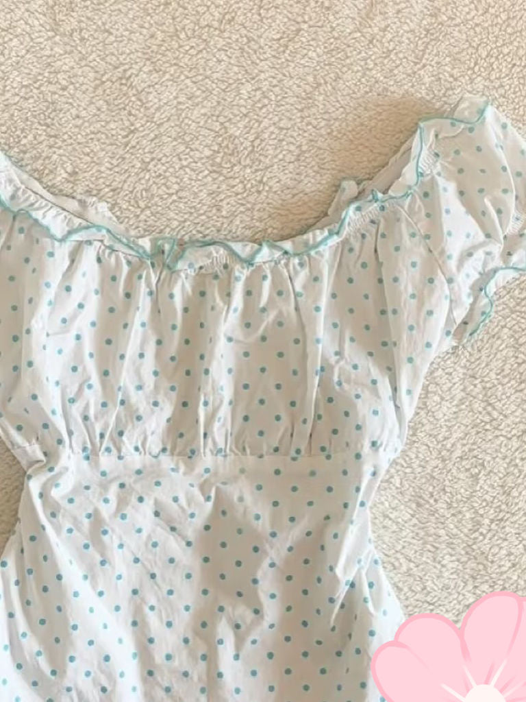 Pure cotton vintage fresh polka dot top