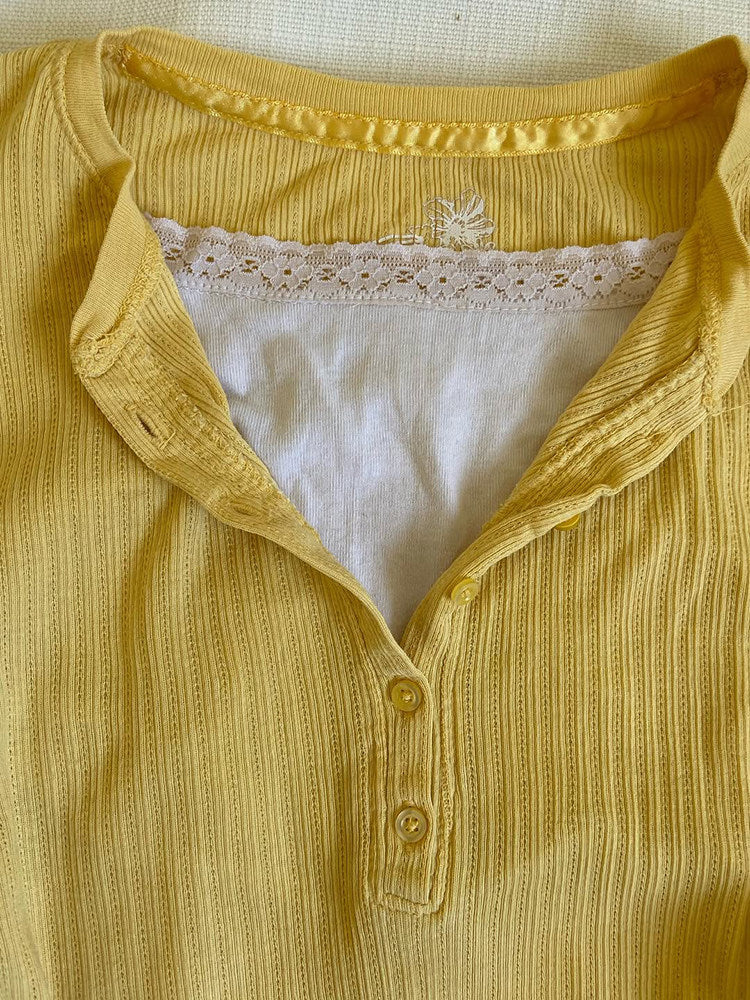 yellow lace tank top+shirt