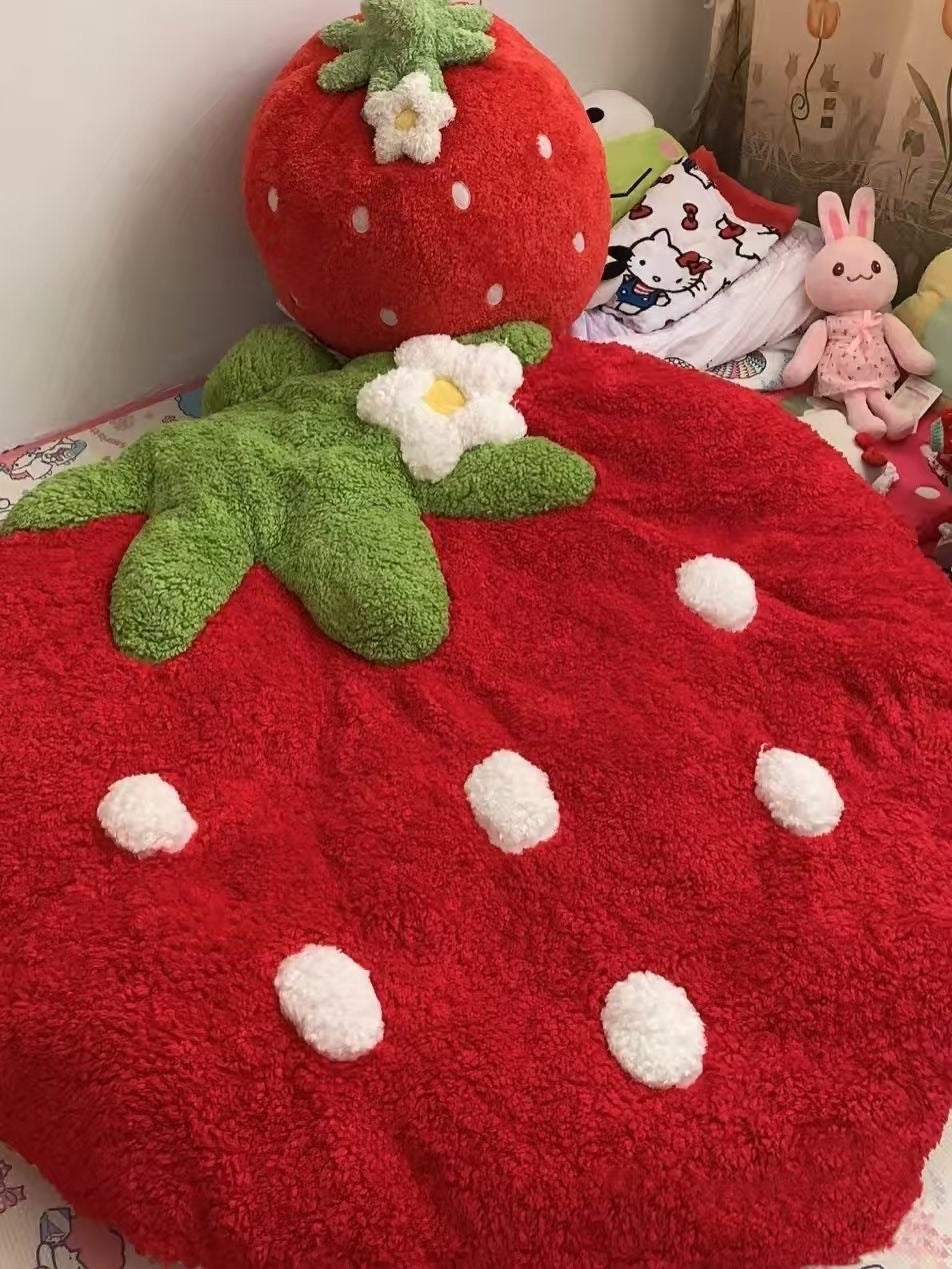 Cute pink strawberry cushion