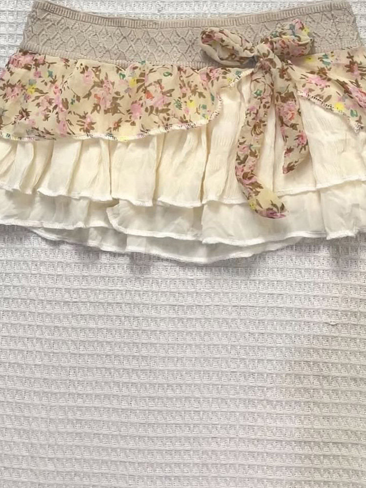floral mesh bow skirt