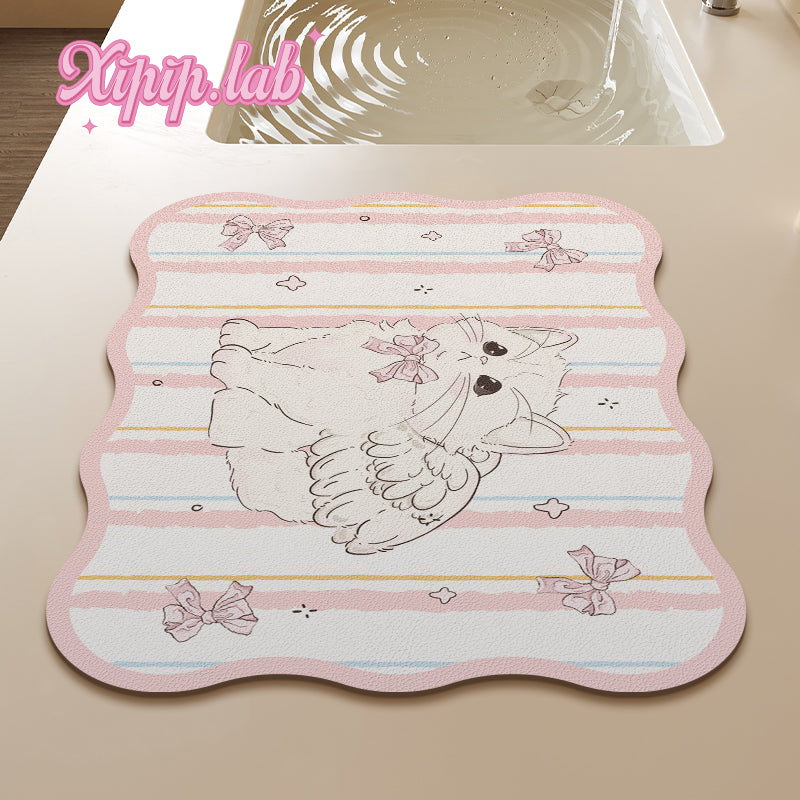 Cute Kitchen Countertop Drainage Anti-scalding Dinner Plate Mat