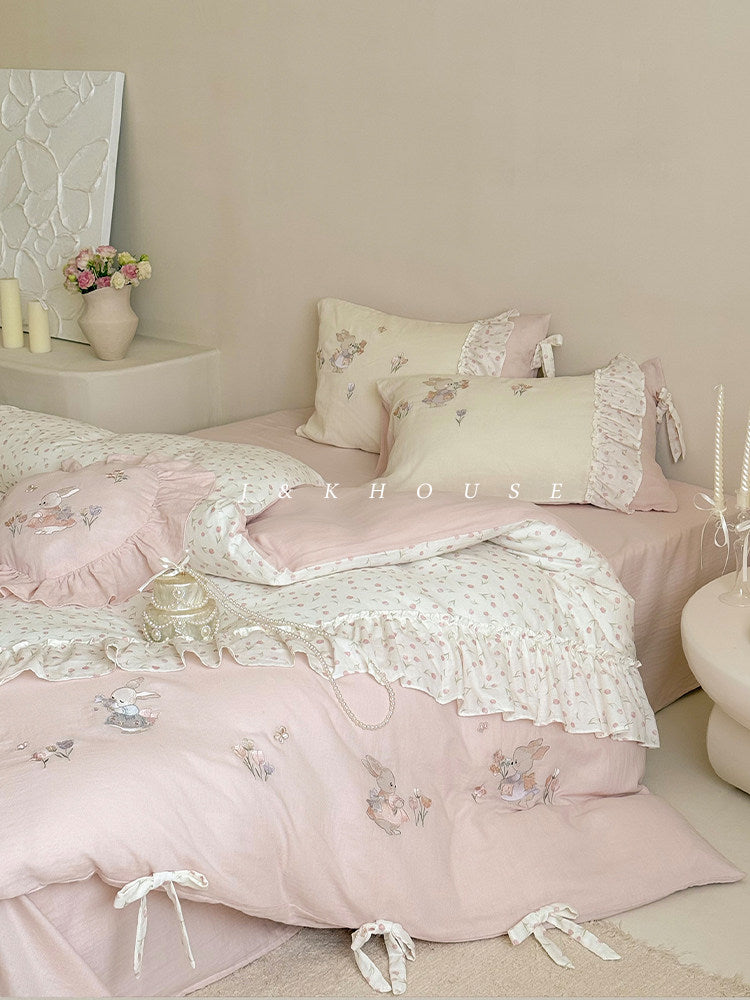French girly cotton bed sheets four-piece set