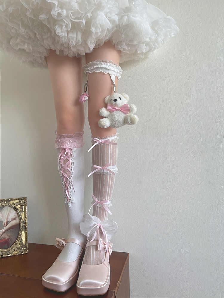 Coquette Bows Strap Lace Socks