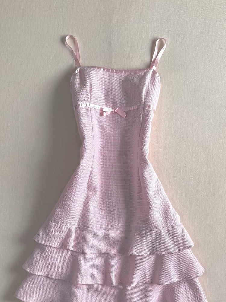 pink coquette bow suspender dress