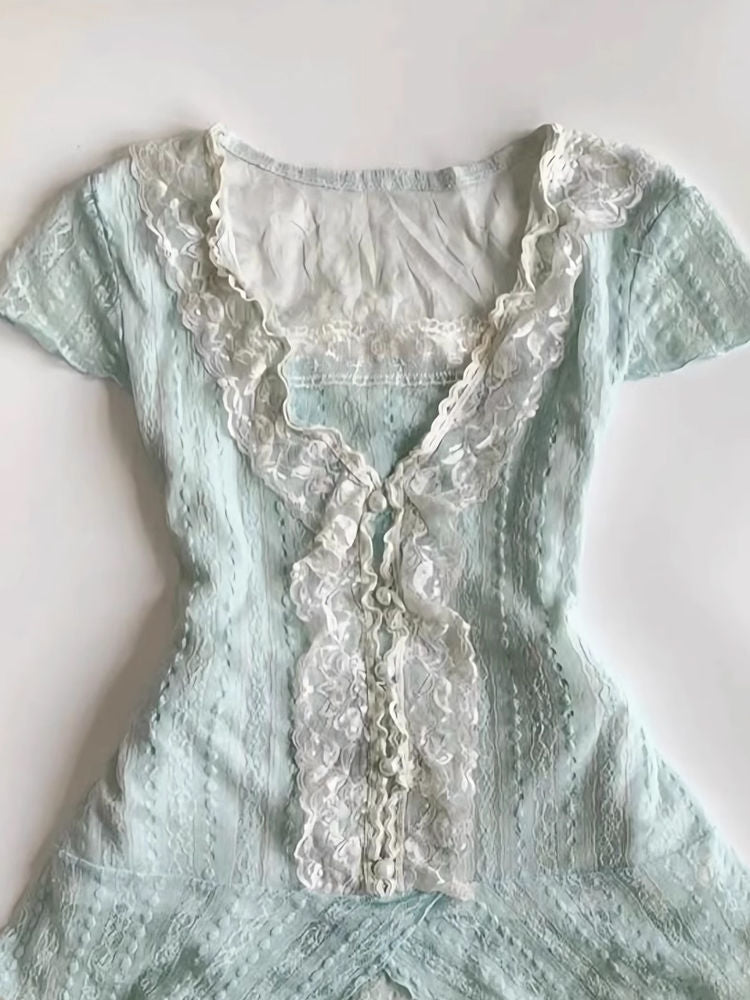 Ballet Ancient Daughter Elegant Lace Short Skirt Set