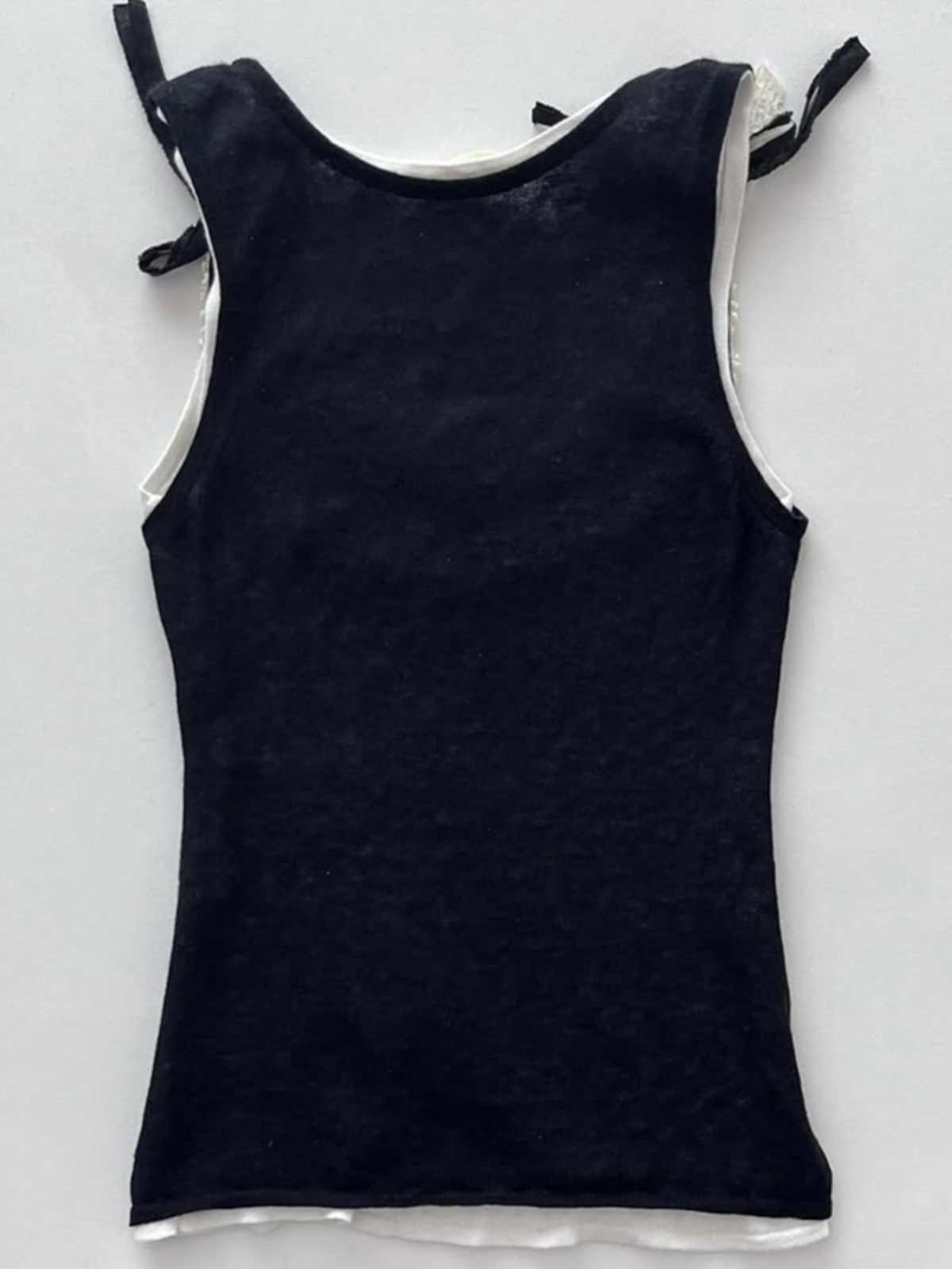 Dark Coquette Bow Strap Tank Top