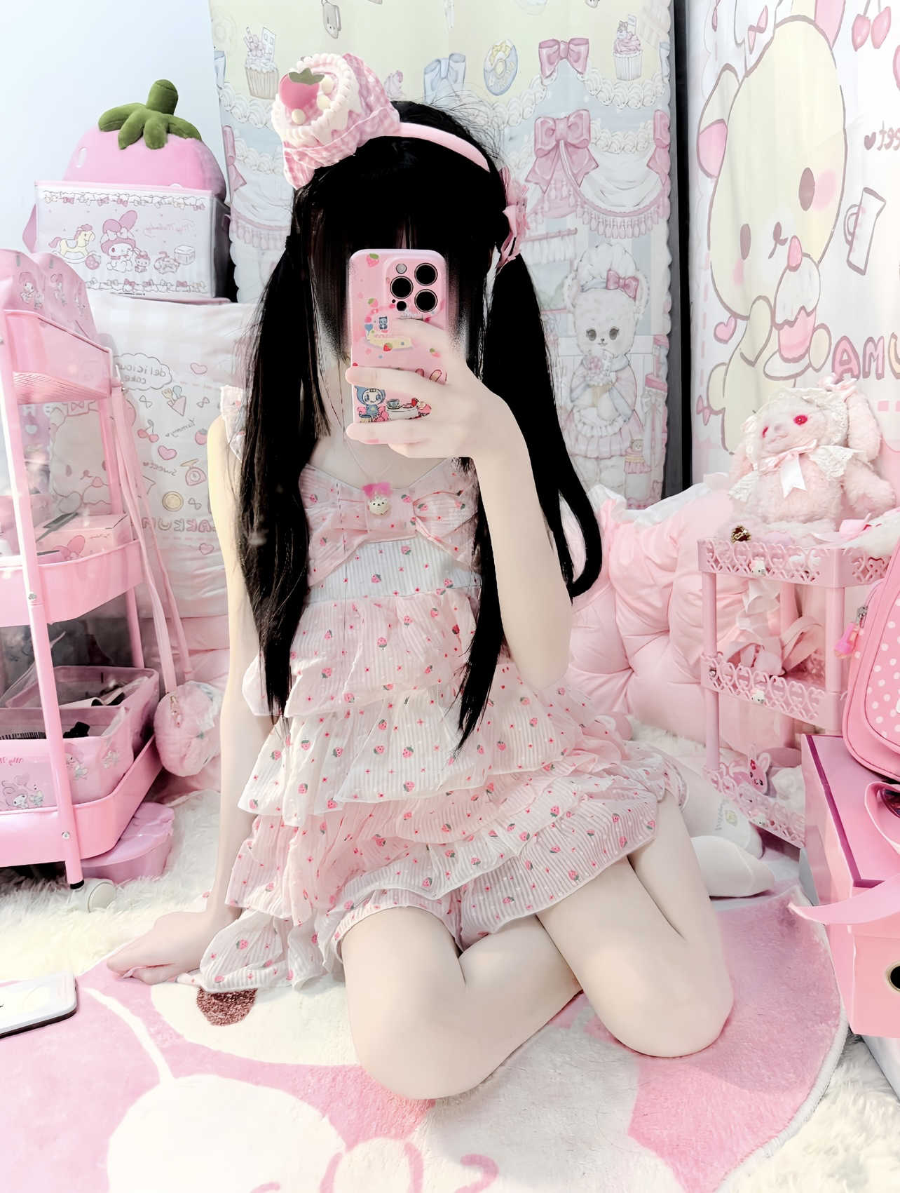 Soft Girl Strawberry Cake Dress