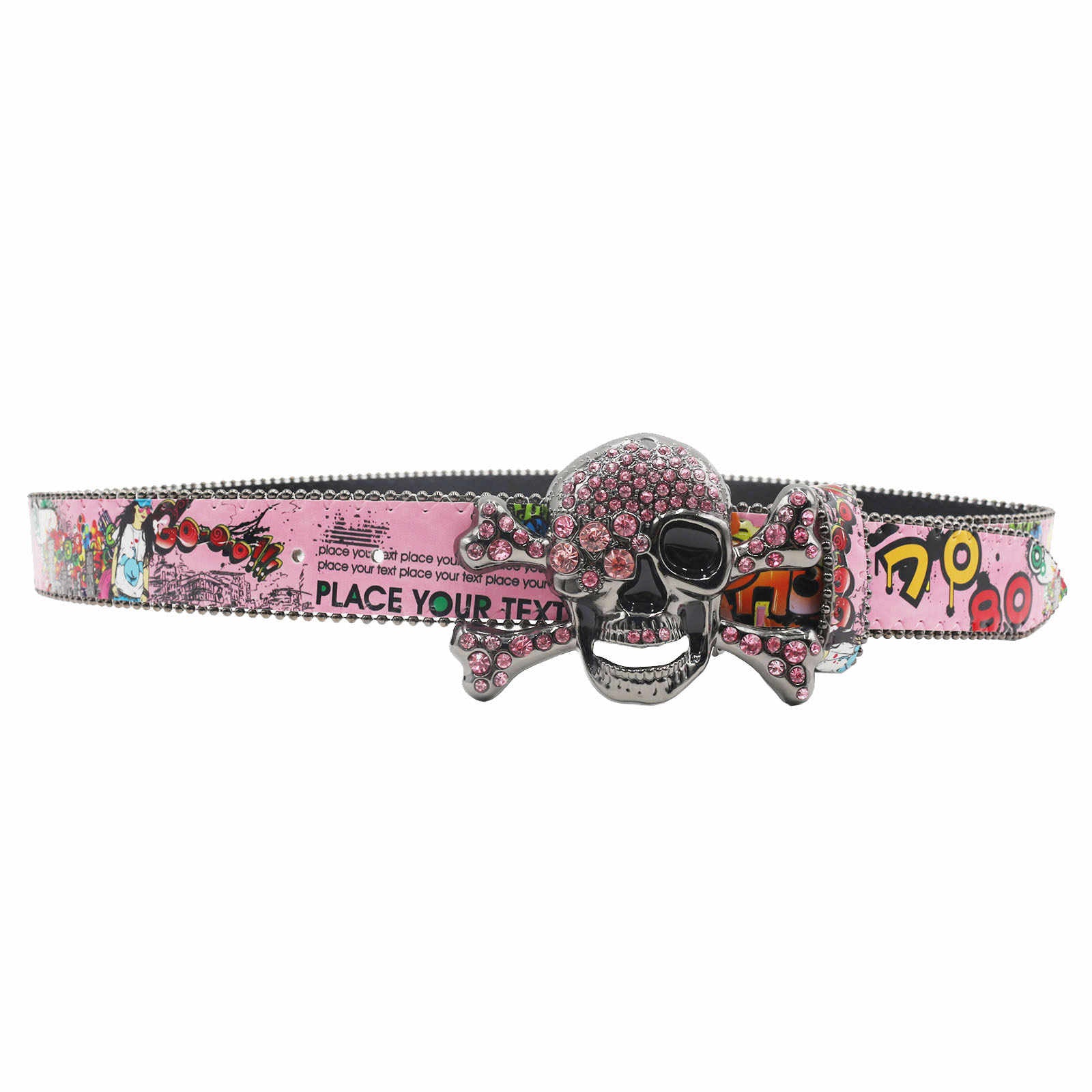 Y2K Rhinestone Skull Punk Belt