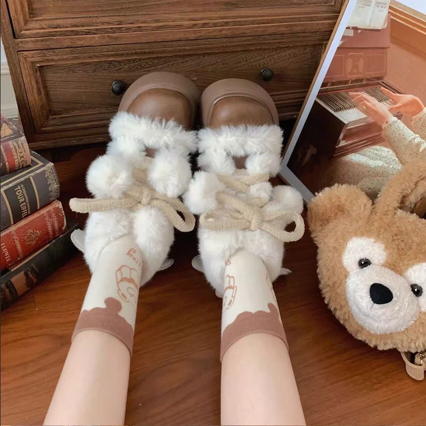 lolita fur kawaii winter shoes