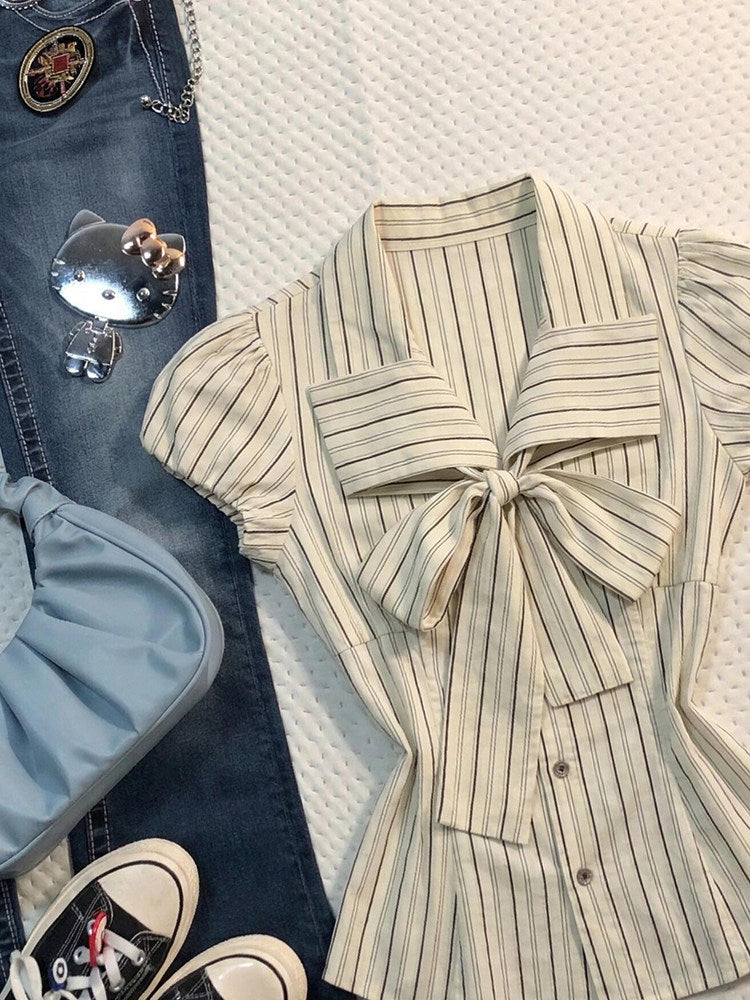 striped bow shirt