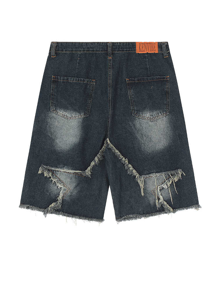 Y2K Grunge Street Star Denim Shorts