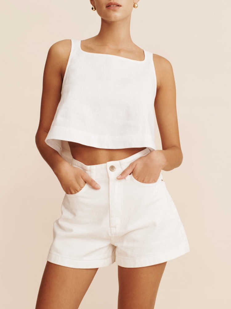 Cotton Linen Crop Top