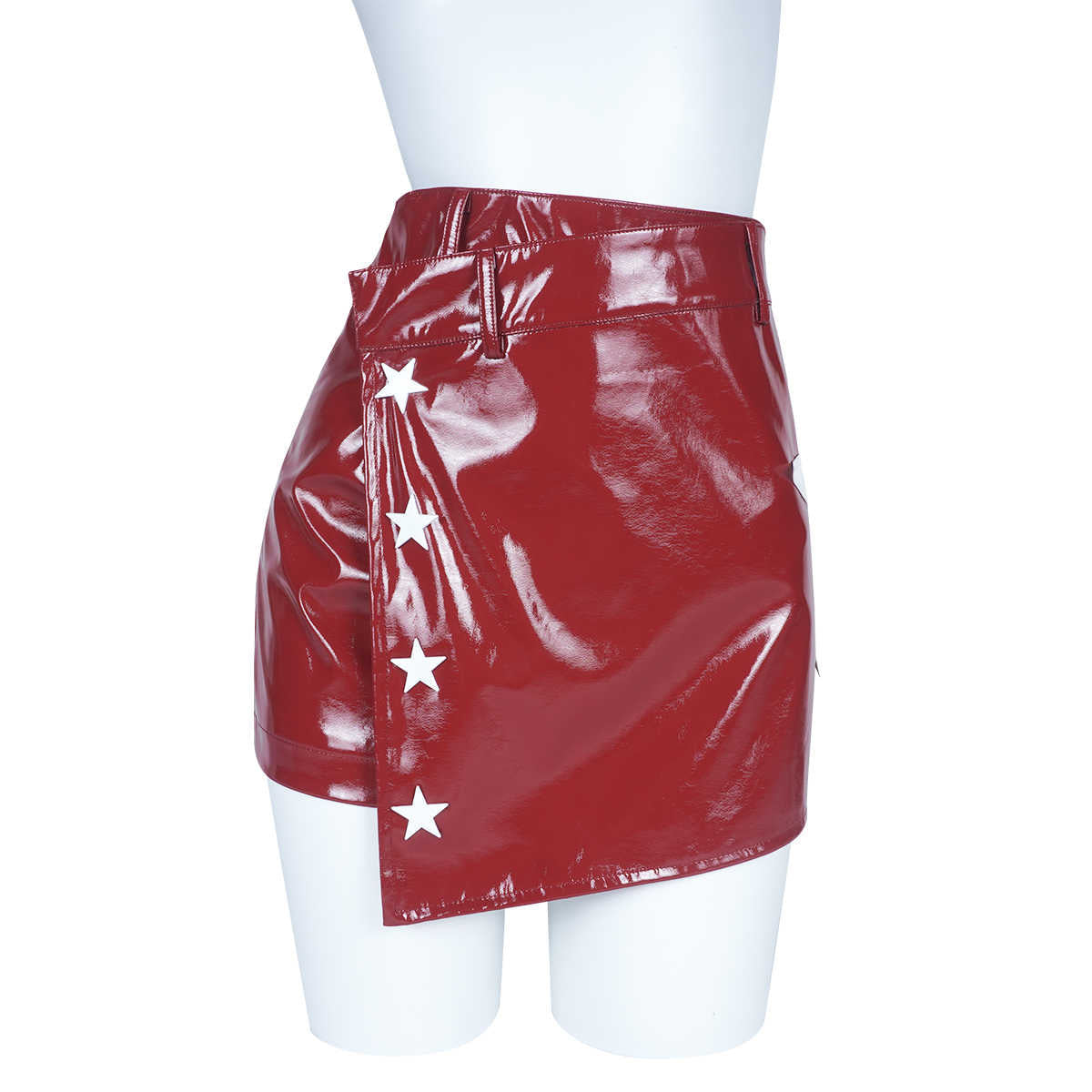 Star Patch Leather Skirt