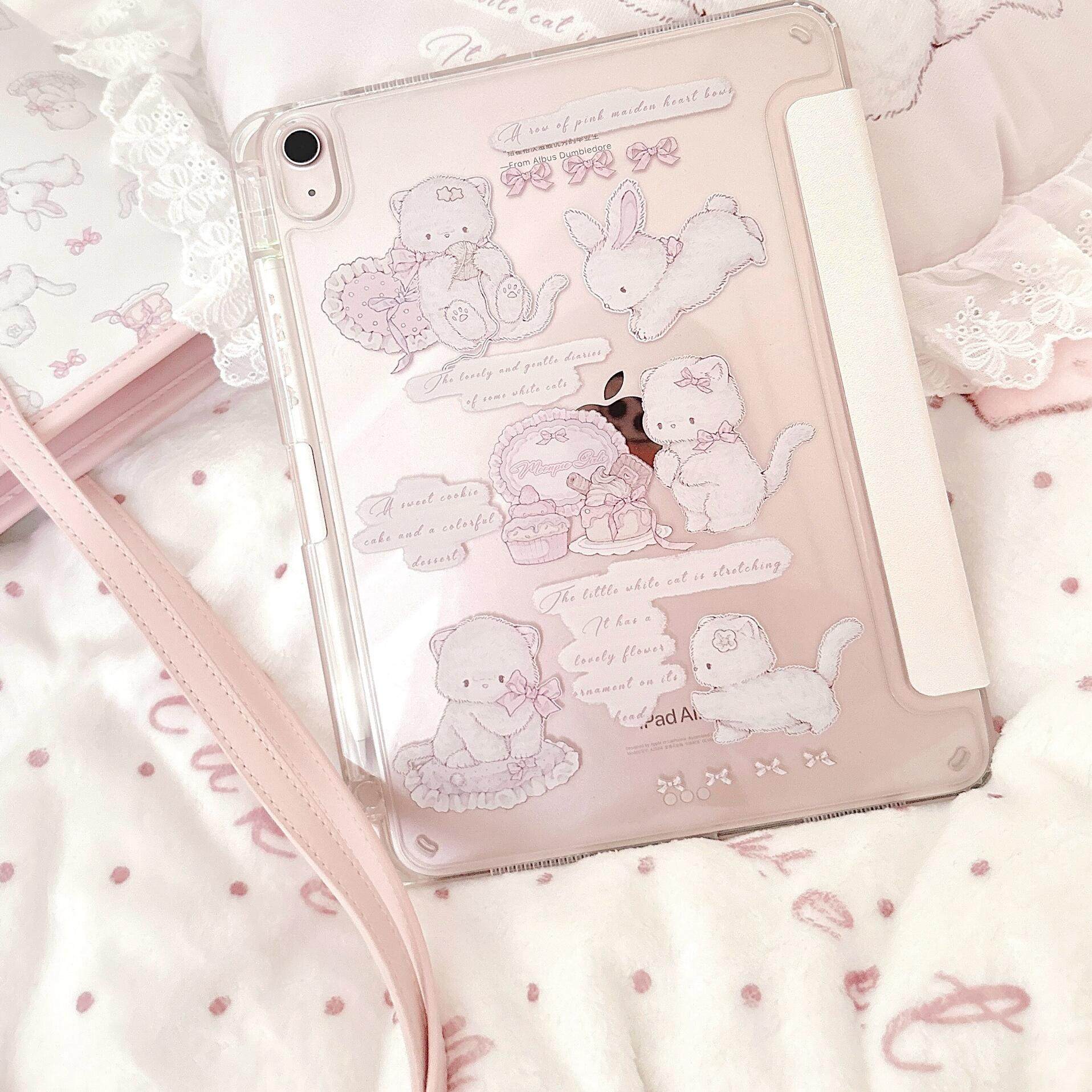 kawaii acrylic 3+Y folding anti-bending magnetic all-in-one ipad air6 protective case