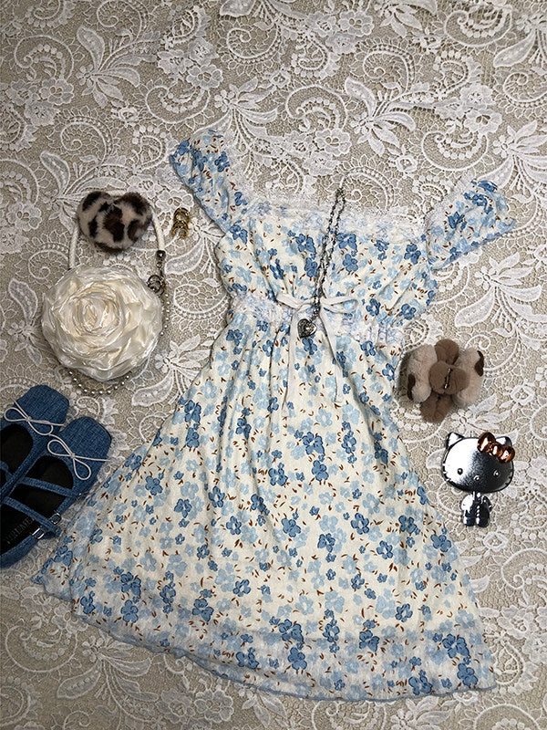 blue floral dress