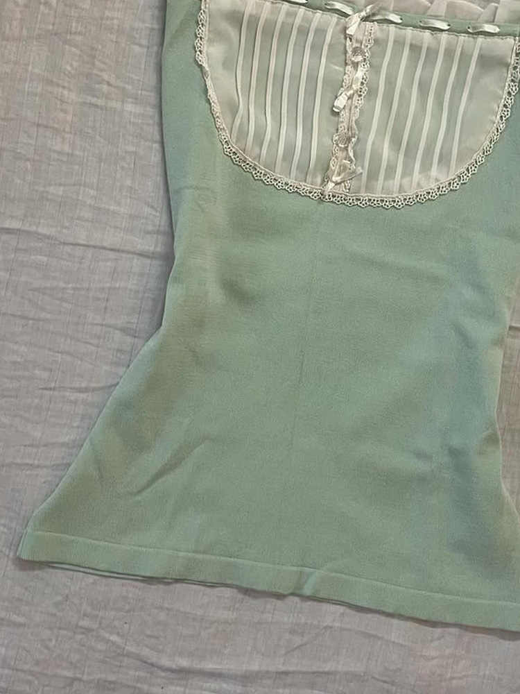 French Green Lace Top