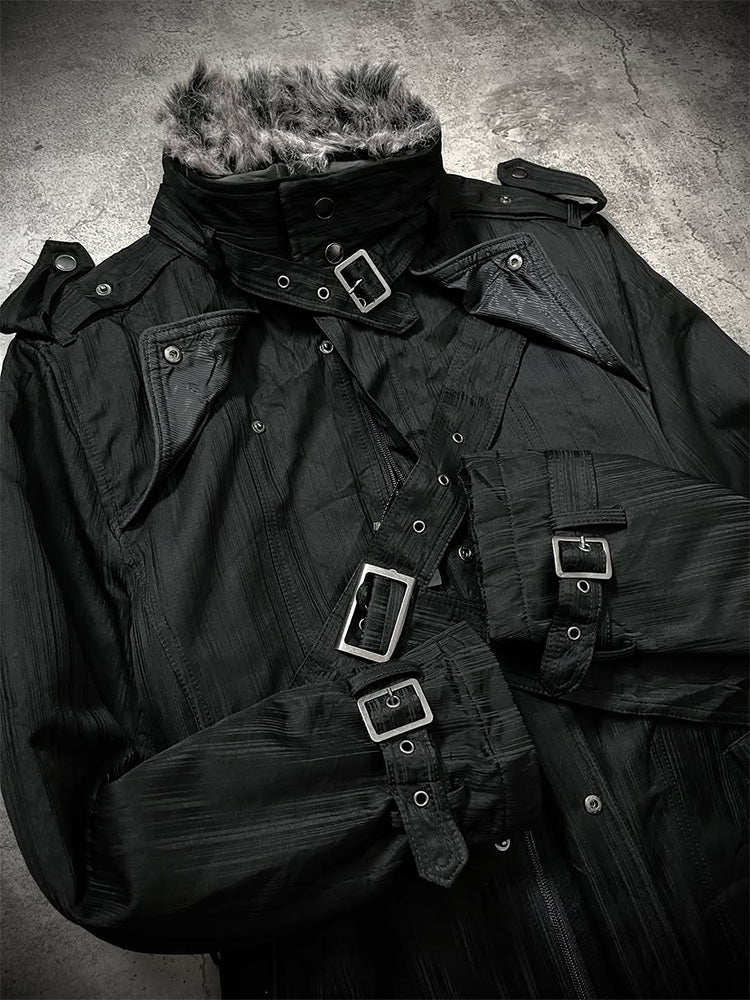 goth retro fur collar jacket