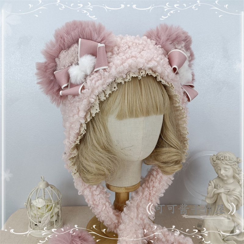 bear ear fur kawaii hat