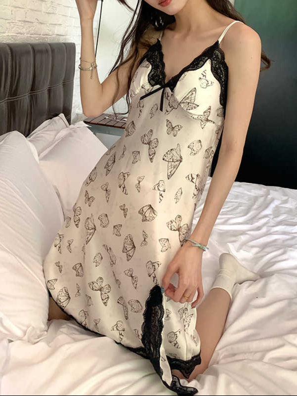 Lace Butterfly Silk Pajamas