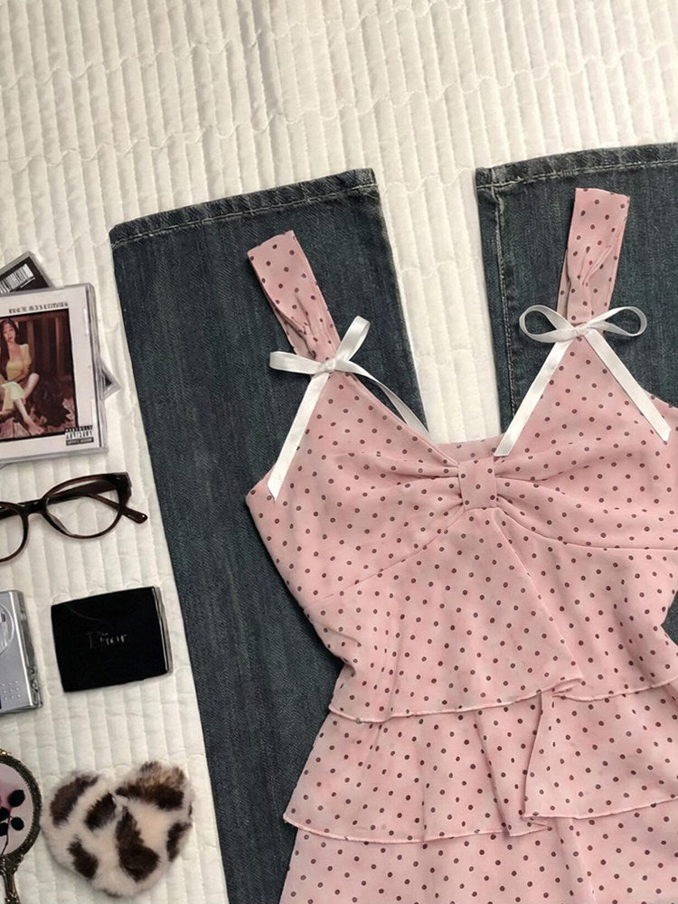 pink polka dots tank top