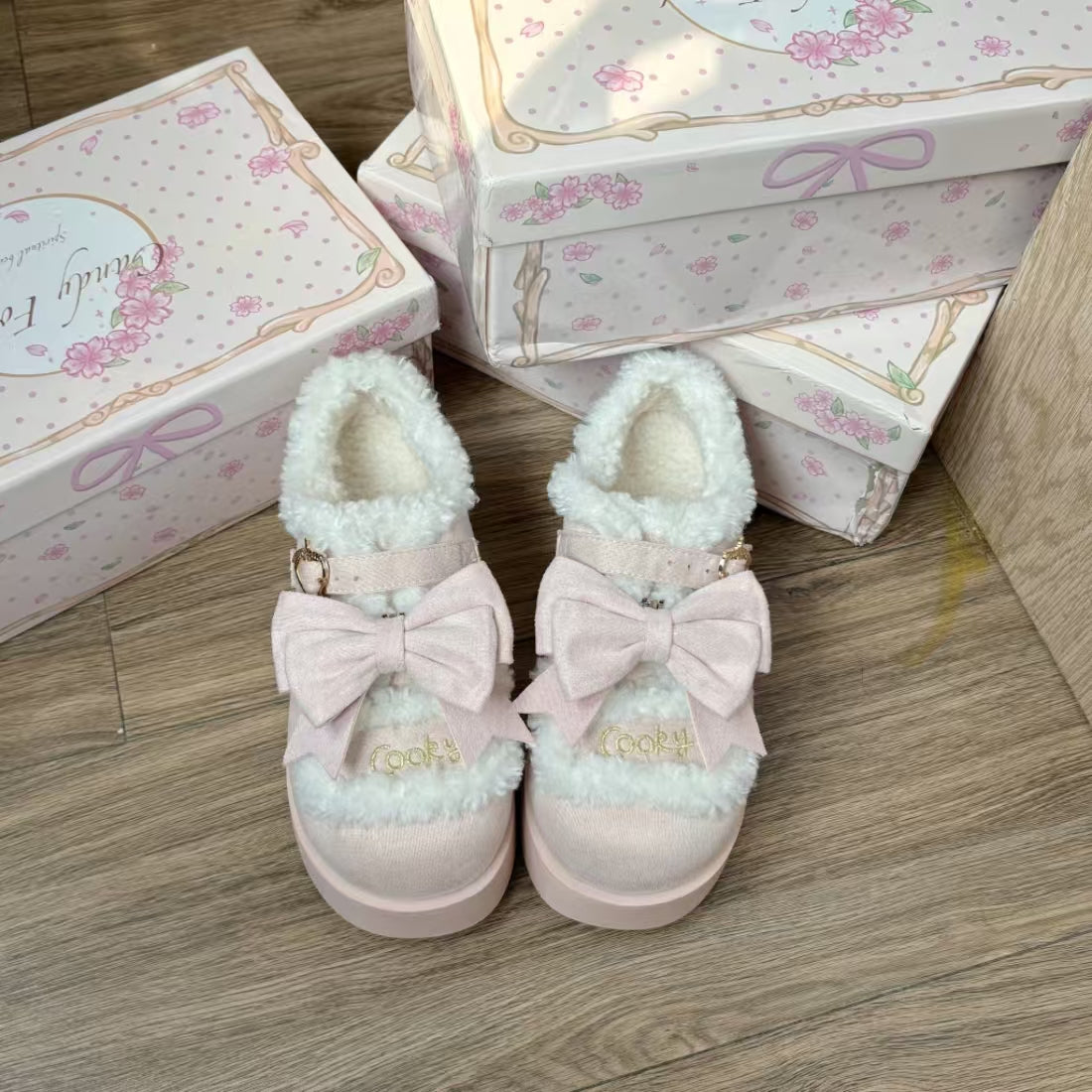 kawaii winter thick-soled velvet shoes
