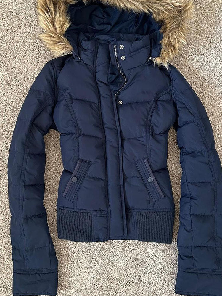 retro navy down jacket