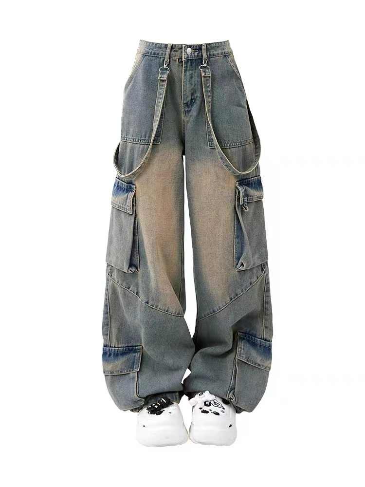 Y2K Grunge Distressed Pocket Baggy Jeans