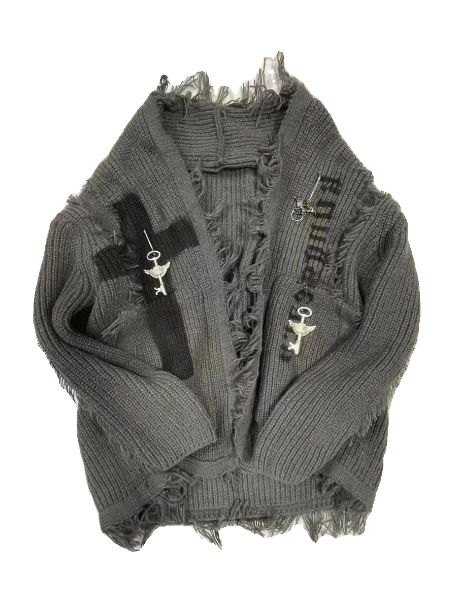 grunge gray sweater jacket