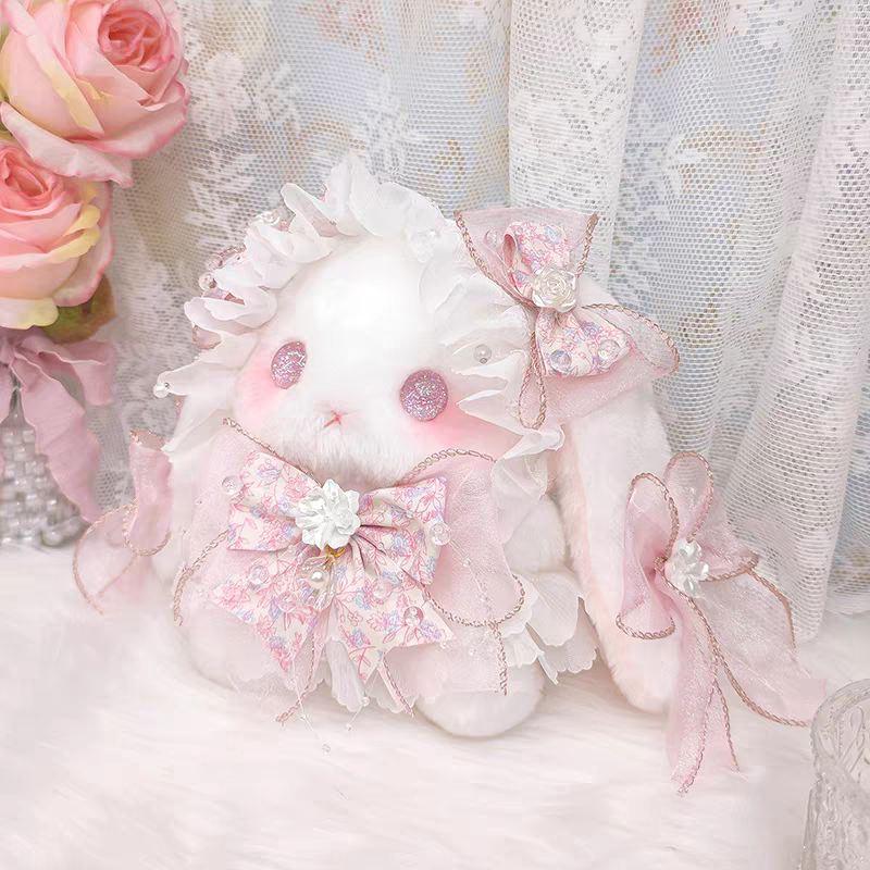 lolita pink plush rabbit pearls bag