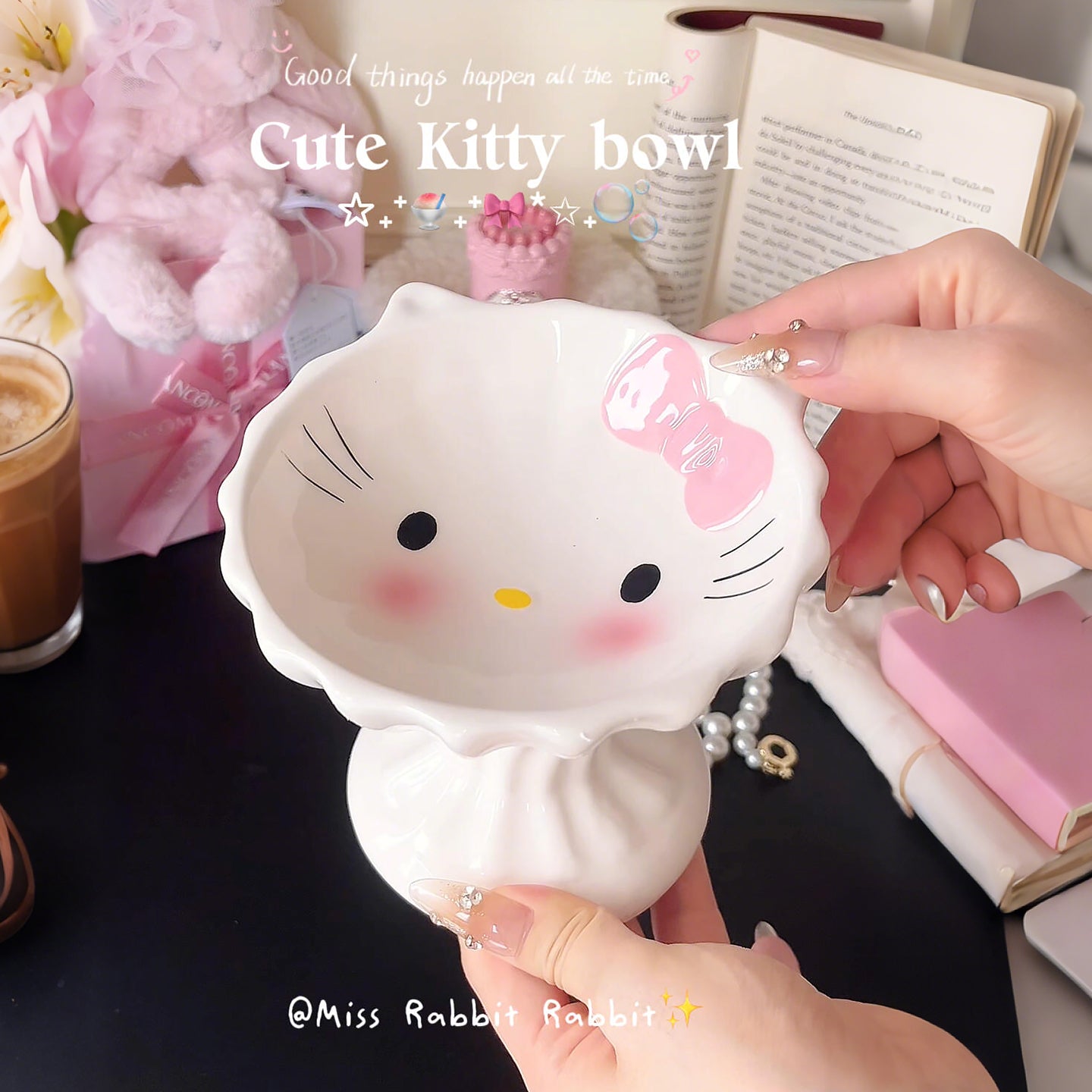 Cute kitty cat ceramic bowl