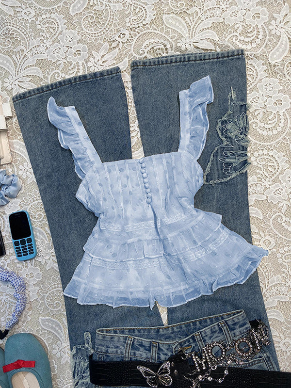 blue mesh tank top