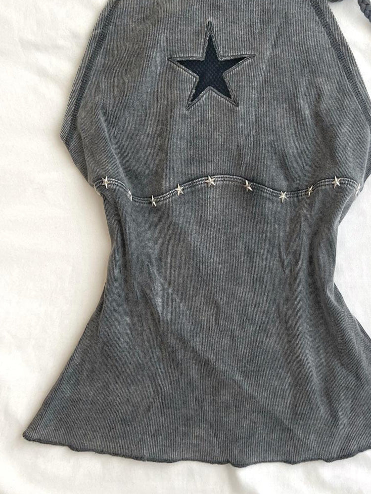 y2k gray halter-neck camisole