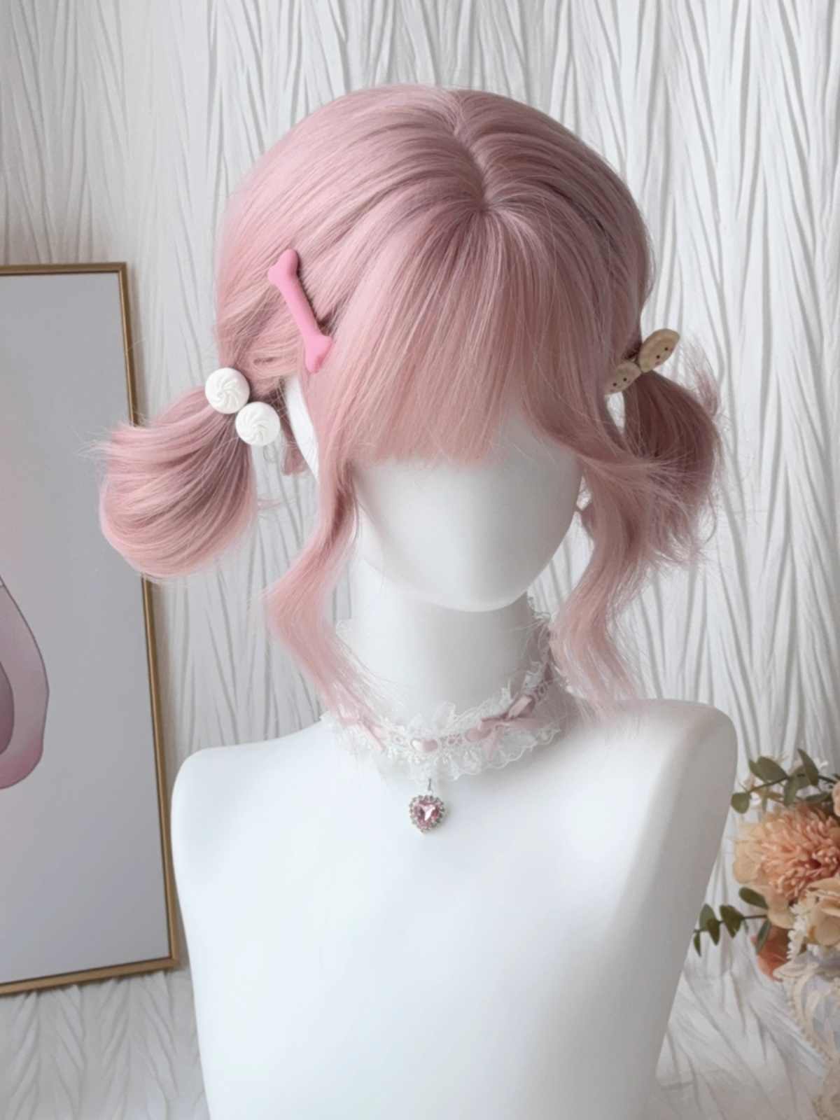 Pink Curly Short Wig