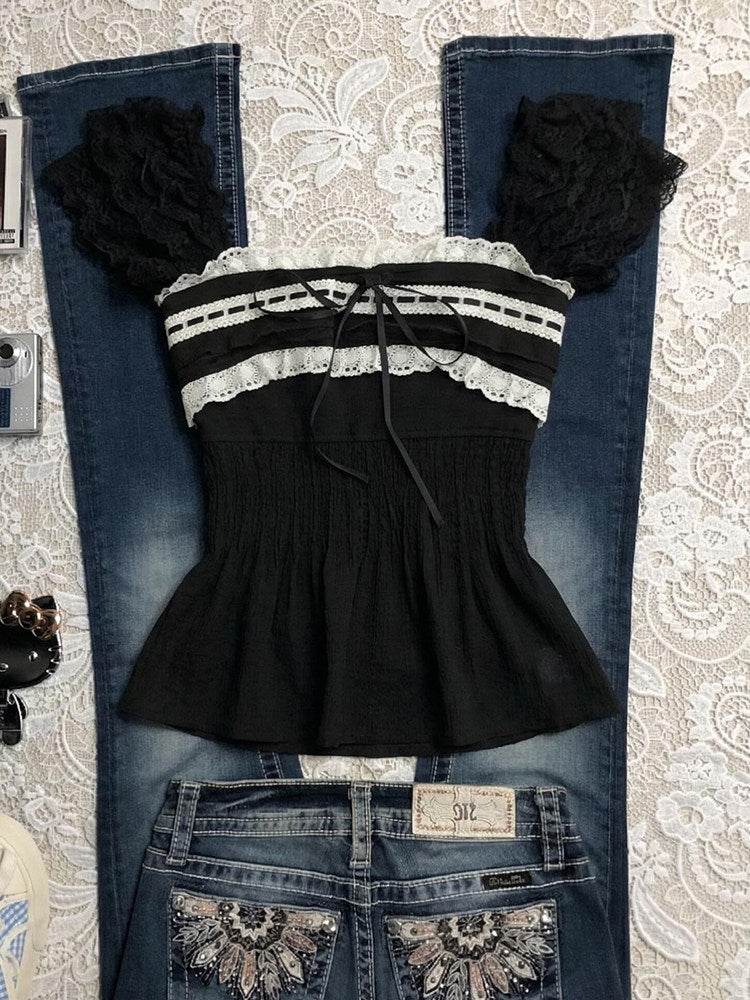 dark coquette lace shirt