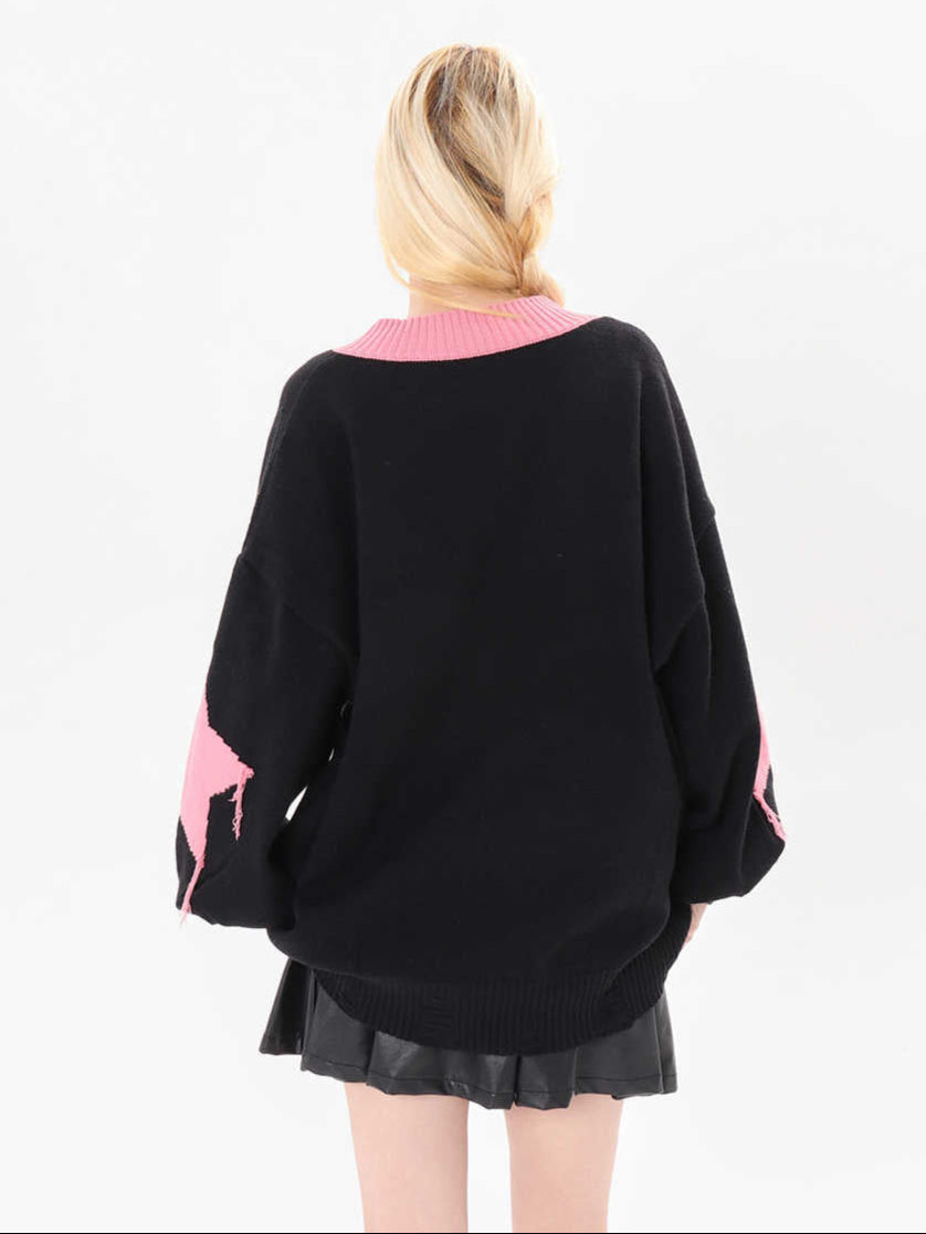 Soft Goth Spider V-neck Sweater