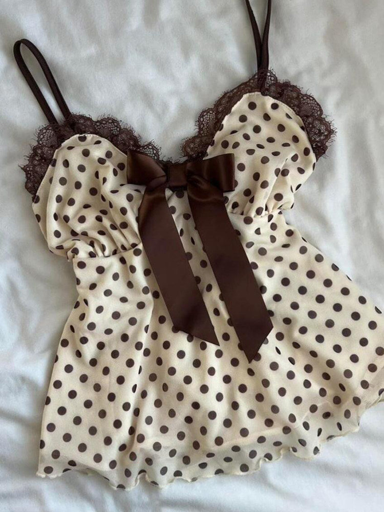 brown polka dots tank top