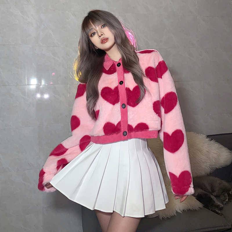 Cute Plush Heart Cardigan