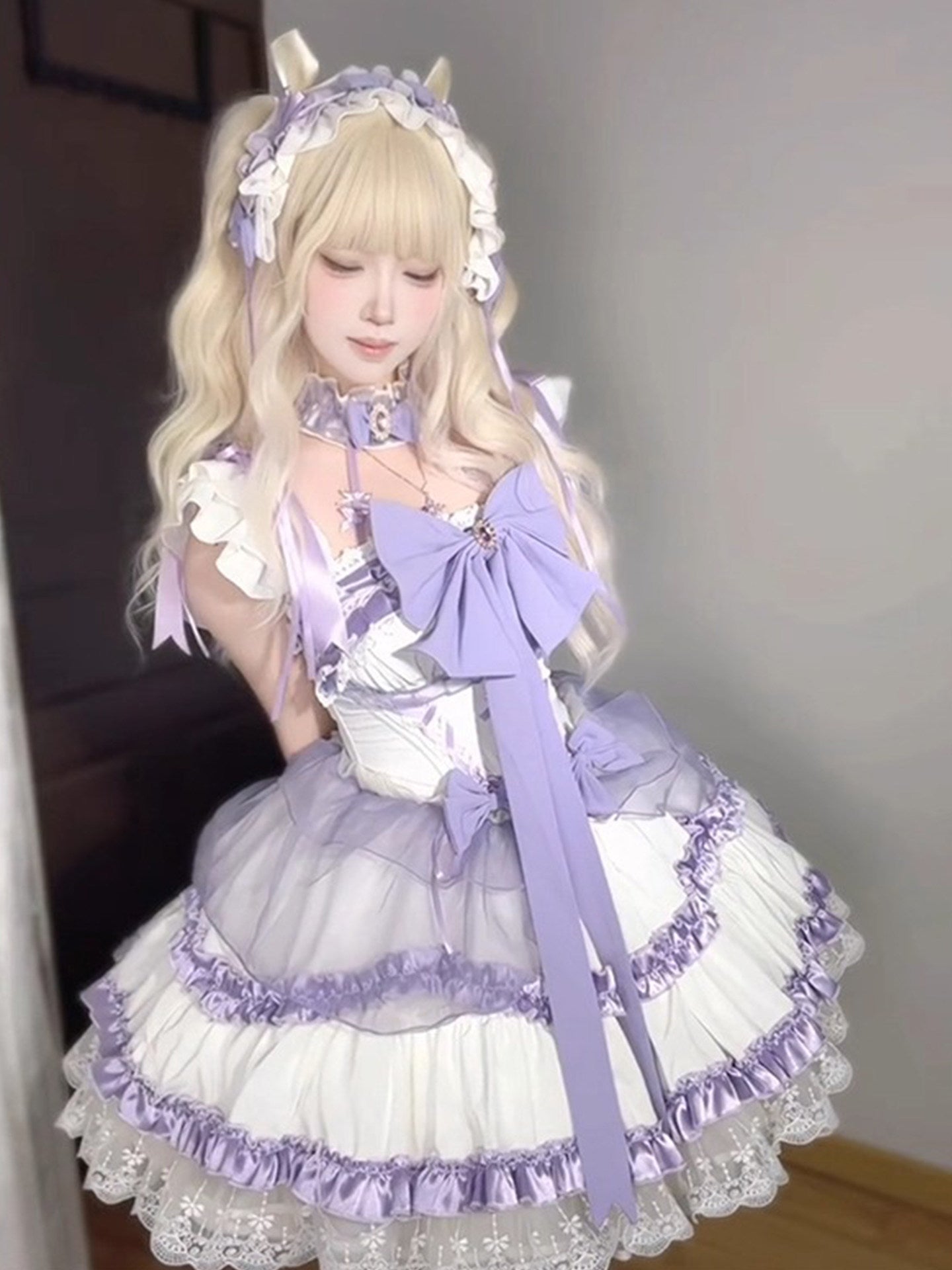 purple lolita ruffled princess dress