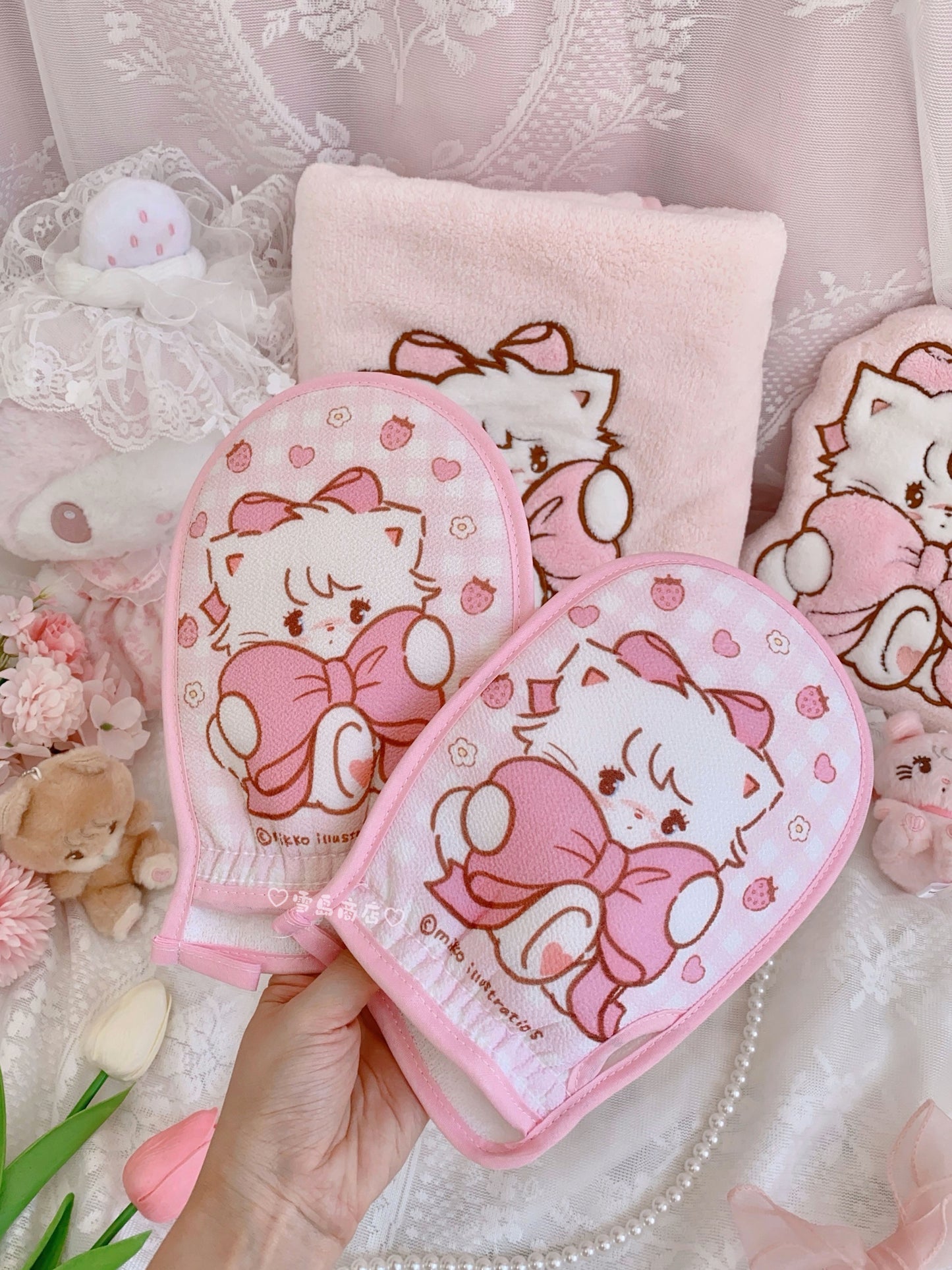 kawaii pink cute bath towel
