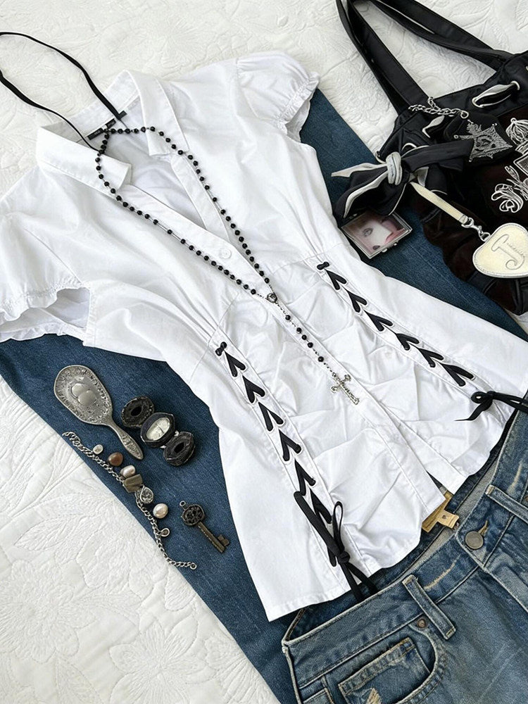 retro white corset shirt