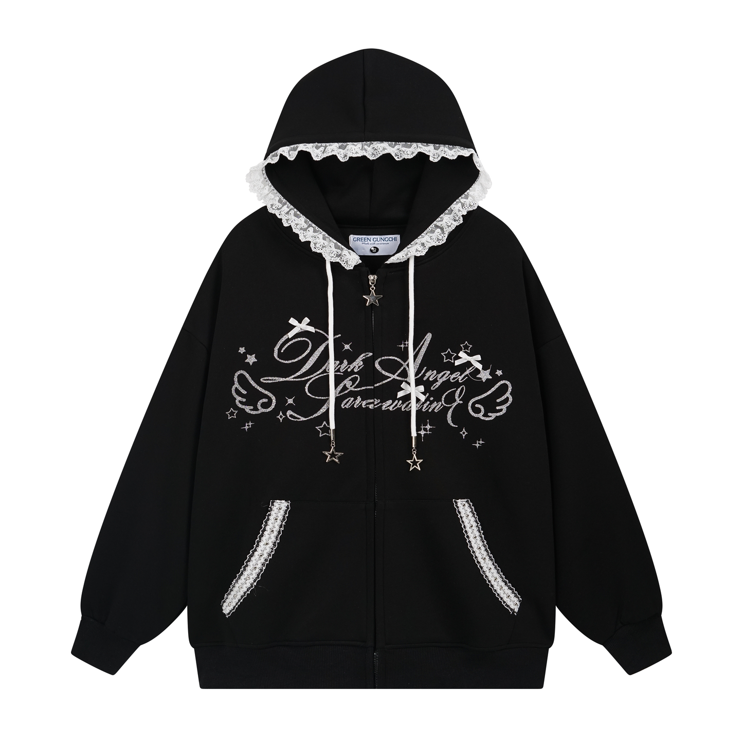coquette lace bow hoodie jacket