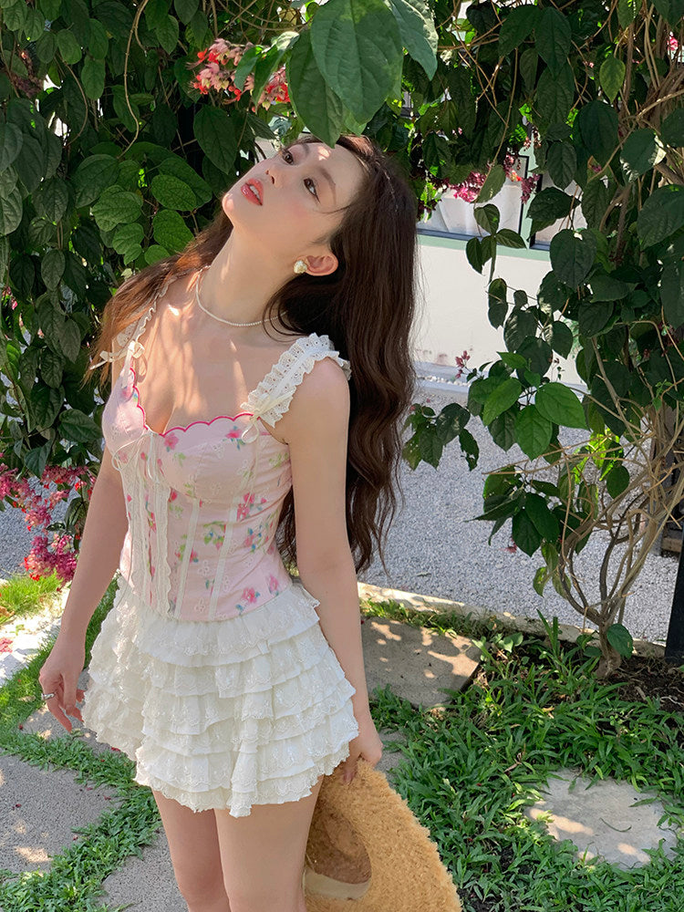 pink rose cotton tank top