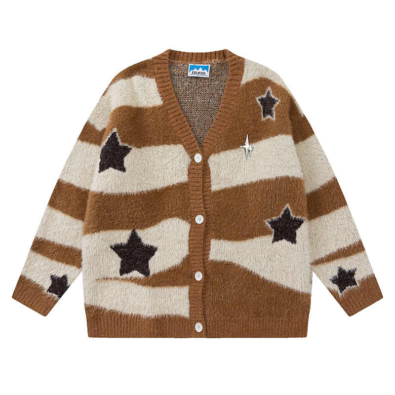 Y2K Billionaire Boy Striped Mohair Cardigan