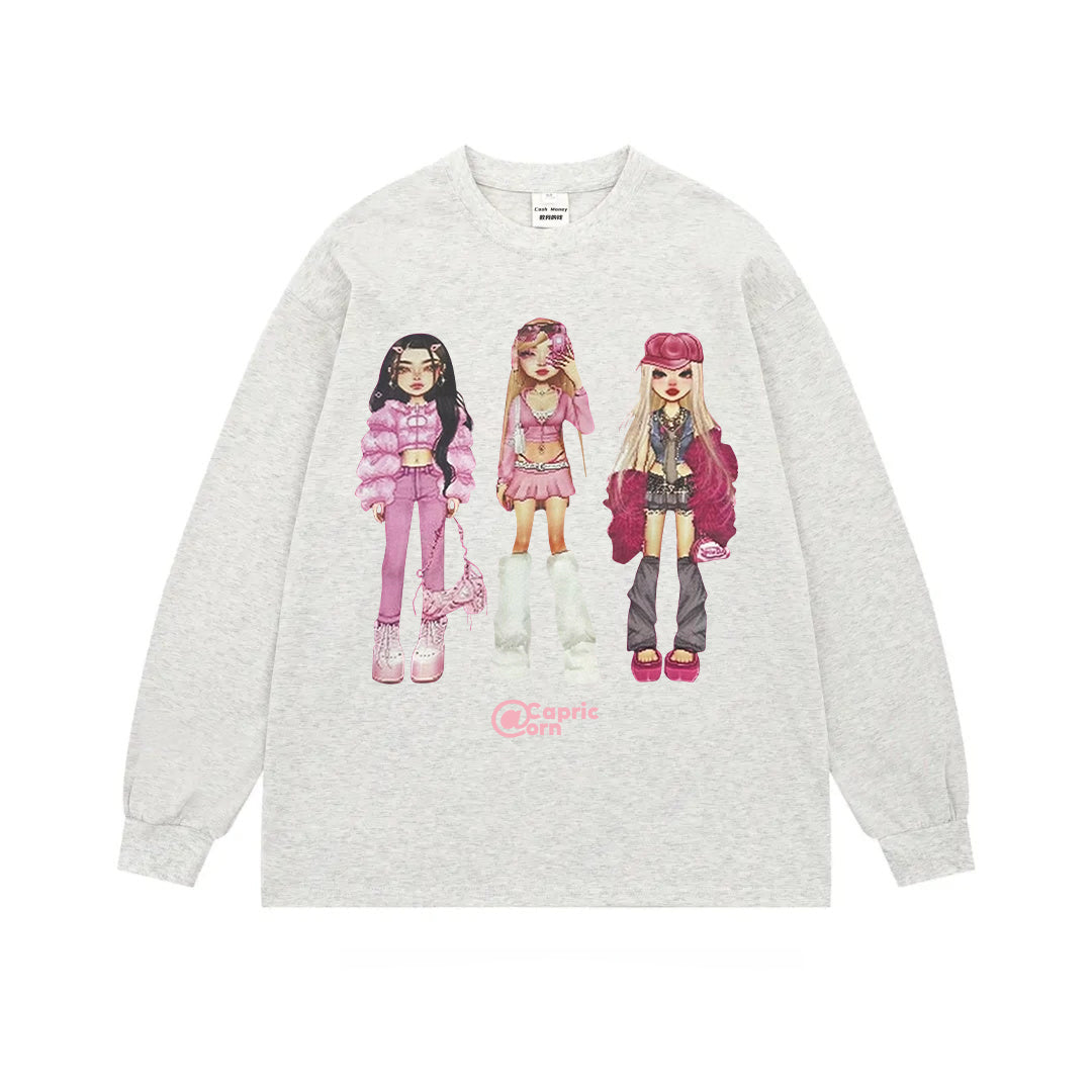 hip-hop girl printed kawaii sweatshirt