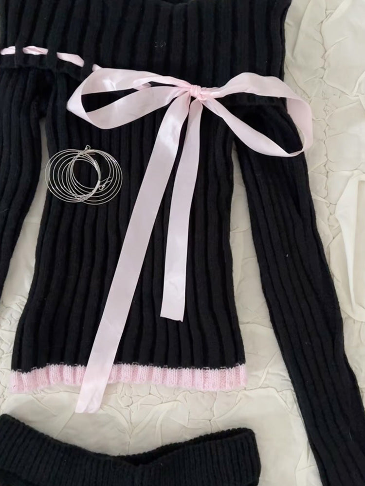 dark coquette bow sweater