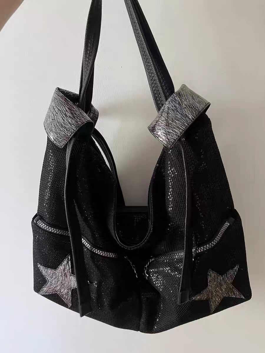 Y2K Sequin Star Tote Bag