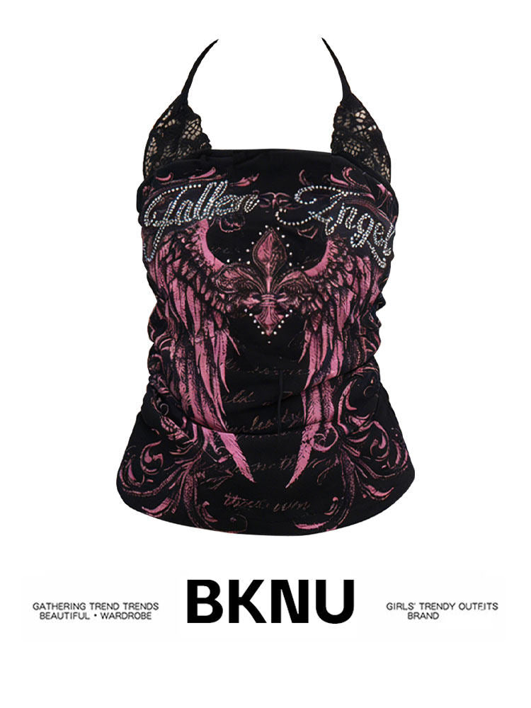 Lace patchwork designer-fit Y2K top